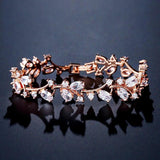 Romantic Leaf Zircon Bracelet Chain for Women Mothers Gift