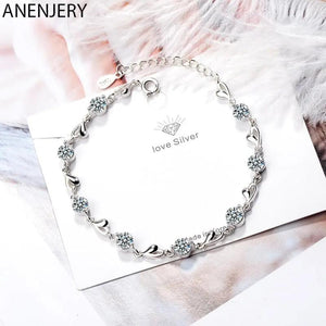 Silver Love Heart Bracelet with Zircon for Women