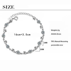 Silver Love Heart Bracelet with Zircon for Women