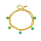 316L Stainless Steel Bracelet Women Green Stone Decoration