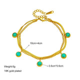 316L Stainless Steel Bracelet Women Green Stone Decoration