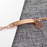 Romantic Titanium Steel Love Tag Bracelets Electroplated Rose Chain Bracelet