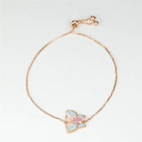 Multicolor Zircon Opal Butterfly Bracelet - Silver Chain Bracelet