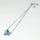 Multicolor Zircon Opal Butterfly Bracelet - Silver Chain Bracelet