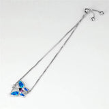 Multicolor Zircon Opal Butterfly Bracelet - Silver Chain Bracelet