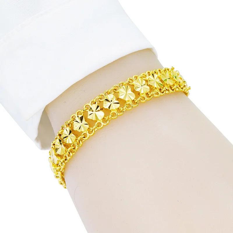 Peach Heart Gold-Plated Bracelet Watch Chain for Women