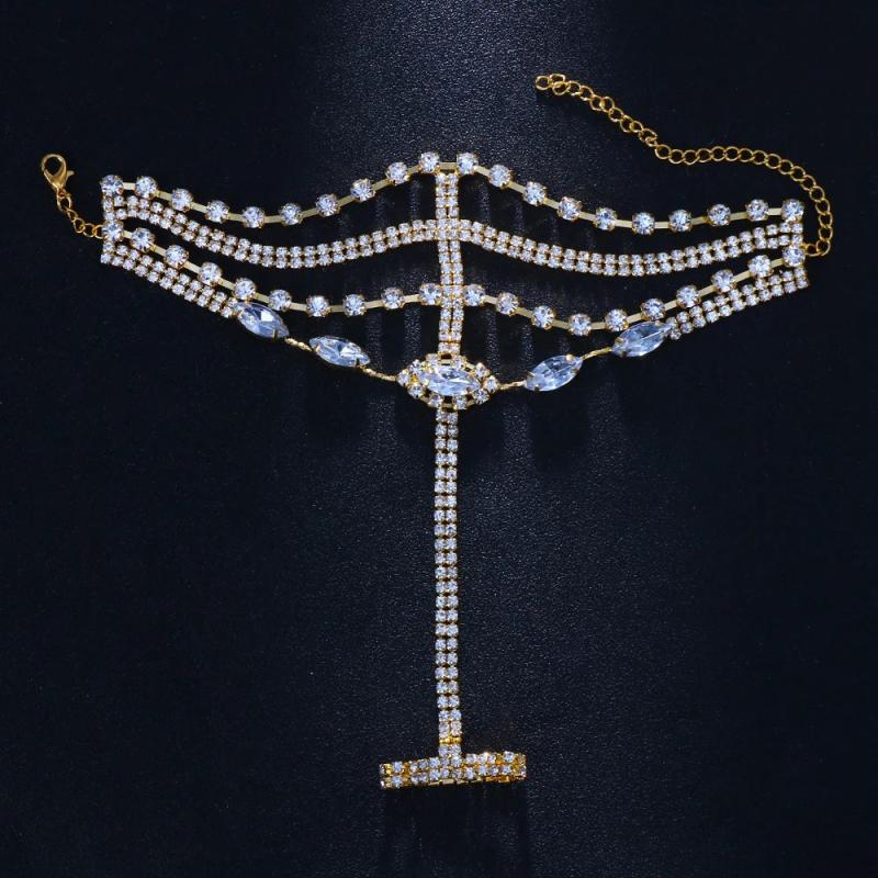 Stonefans Rhinestone Slave Bracelet Crystal Hand Jewelry Women