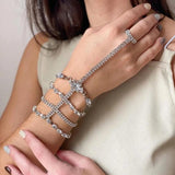 Stonefans Rhinestone Slave Bracelet Crystal Hand Jewelry Women