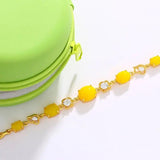 Yellow Oval Rhinestone Bracelets 24k Plated Jewelry