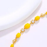 Yellow Oval Rhinestone Bracelets 24k Plated Jewelry