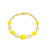 Yellow Oval Rhinestone Bracelets 24k Plated Jewelry