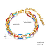 18k Plated Chain Bracelet with Colorful Glazed Charm