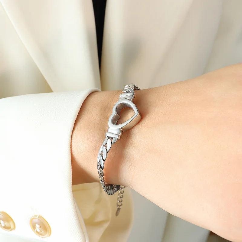 Titanium Steel Thick Woven Chain Bracelet for Women and Men