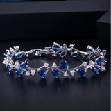 ThreeGraces Romantic Silver Leaf and Flower CZ Bridal Bracelet