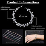 ThreeGraces Romantic Silver Leaf and Flower CZ Bridal Bracelet