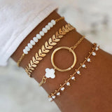 Boho Leaf Bracelet Set Beads Tassel Charm Party Wedding Jewelry