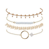 Boho Leaf Bracelet Set Beads Tassel Charm Party Wedding Jewelry