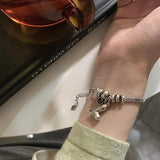 Women's Silver Heart Beads Bracelet Jewelry