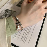 Women's Silver Heart Beads Bracelet Jewelry