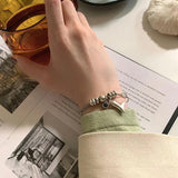Women's Silver Heart Beads Bracelet Jewelry