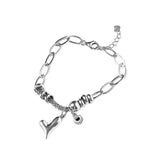 Women's Silver Heart Beads Bracelet Jewelry