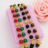 24K Agate Beads Bangle Bracelet for Women Wedding Jewelry