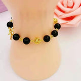 24K Agate Beads Bangle Bracelet for Women Wedding Jewelry