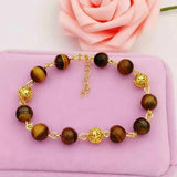 24K Agate Beads Bangle Bracelet for Women Wedding Jewelry