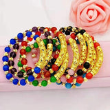 24K Agate Beads Bangle Bracelet for Women Wedding Jewelry