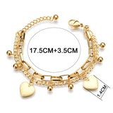 Double Layers Bracelet For Women 17.5 CM Beads Loving Heart Jewelry