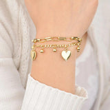 Double Layers Bracelet For Women 17.5 CM Beads Loving Heart Jewelry