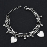 Double Layers Bracelet For Women 17.5 CM Beads Loving Heart Jewelry