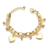 Double Layers Bracelet For Women 17.5 CM Beads Loving Heart Jewelry