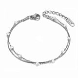 Bohemia Chain Link Stainless Steel Pearl Charm Bracelet