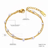 Bohemia Chain Link Stainless Steel Pearl Charm Bracelet