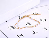 Bohemia Chain Link Stainless Steel Pearl Charm Bracelet
