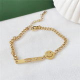 Stainless Steel Smiling Face Bangle Bracelet for Women