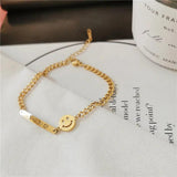 Stainless Steel Smiling Face Bangle Bracelet for Women