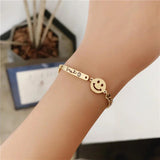 Stainless Steel Smiling Face Bangle Bracelet for Women