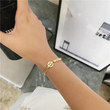 Stainless Steel Smiling Face Bangle Bracelet for Women
