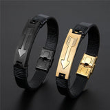 Stainless Steel Men's Leather Bracelet Anchor Charm Jewelry