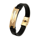 Stainless Steel Men's Leather Bracelet Anchor Charm Jewelry