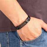 Stainless Steel Men's Leather Bracelet Anchor Charm Jewelry