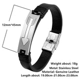 Stainless Steel Men's Leather Bracelet Anchor Charm Jewelry