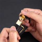 Stainless Steel Men's Leather Bracelet Anchor Charm Jewelry