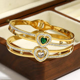 Zircon Heart Charm Bangles Bracelets for Women Rhinestone Jewelry