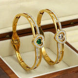Zircon Heart Charm Bangles Bracelets for Women Rhinestone Jewelry