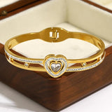 Zircon Heart Charm Bangles Bracelets for Women Rhinestone Jewelry