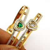 Zircon Heart Charm Bangles Bracelets for Women Rhinestone Jewelry