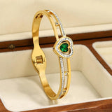 Zircon Heart Charm Bangles Bracelets for Women Rhinestone Jewelry